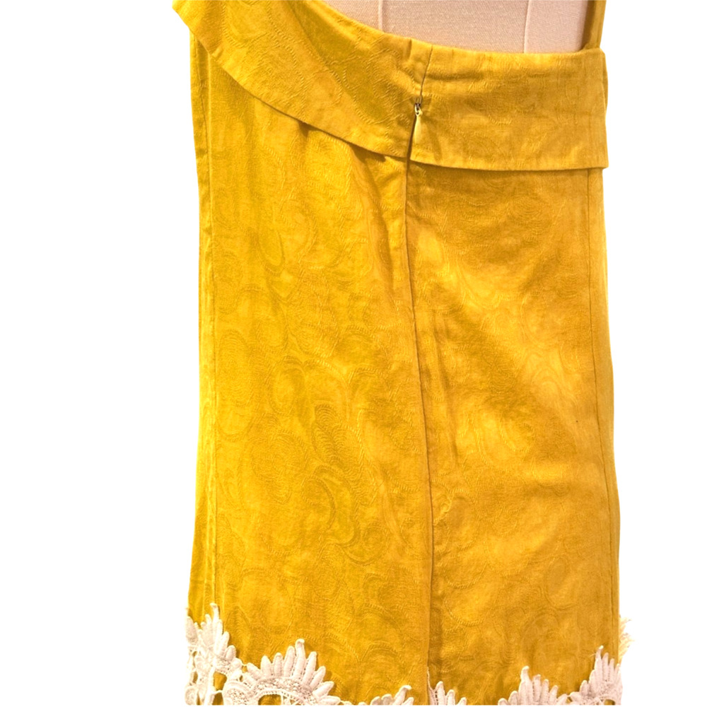 Floreat Anthropologie Yellow Cotton Lace Sleeveless Shift Dress Size 10 - Picture 6 of 10
